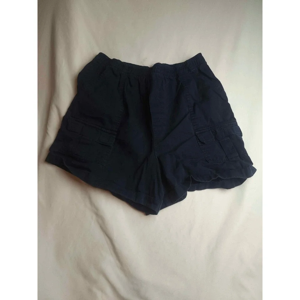 Navy Blue Cotton Cargo Shorts Elastic Waist Utility Pockets Mens XL